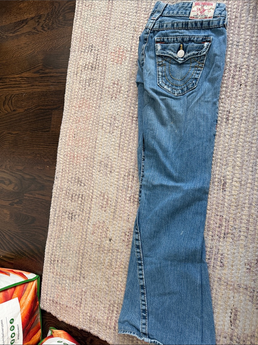 True Religion Light Blue Flare Jeans with Signature Pocket